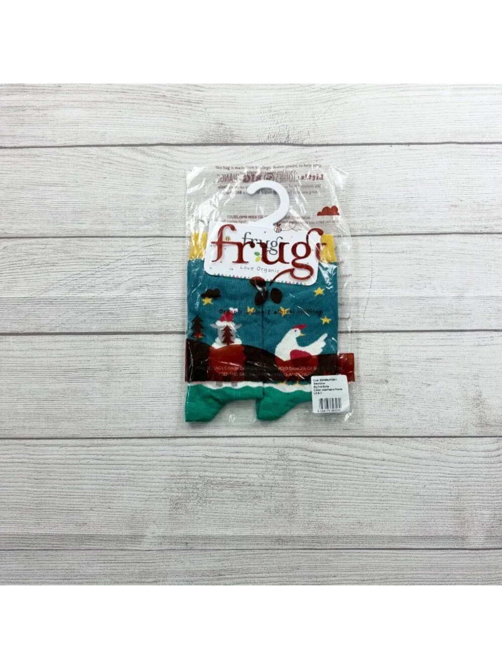 Frugi Organic Cotton Big Foot Socks Jade Festive Print NWT UK 8-11